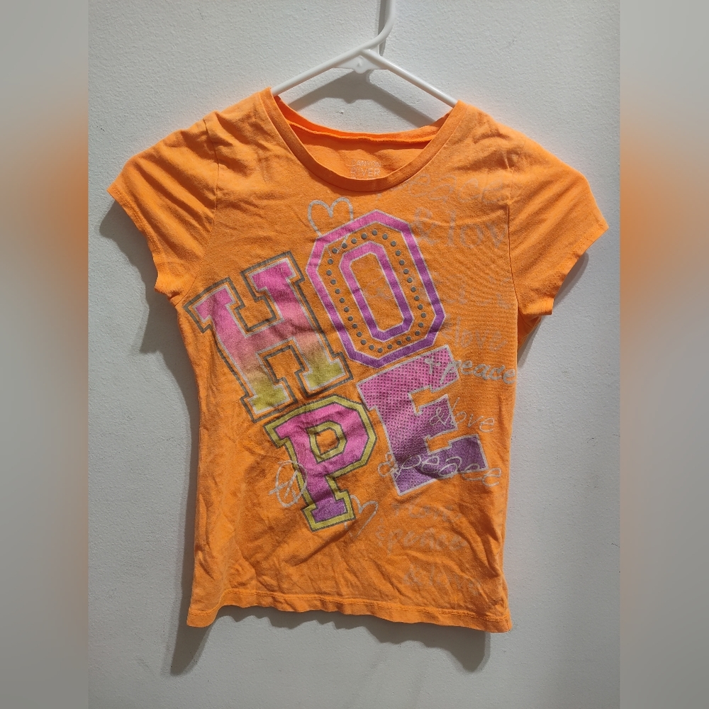 Girls Orange "hope" tee by canyon river blues, medium
